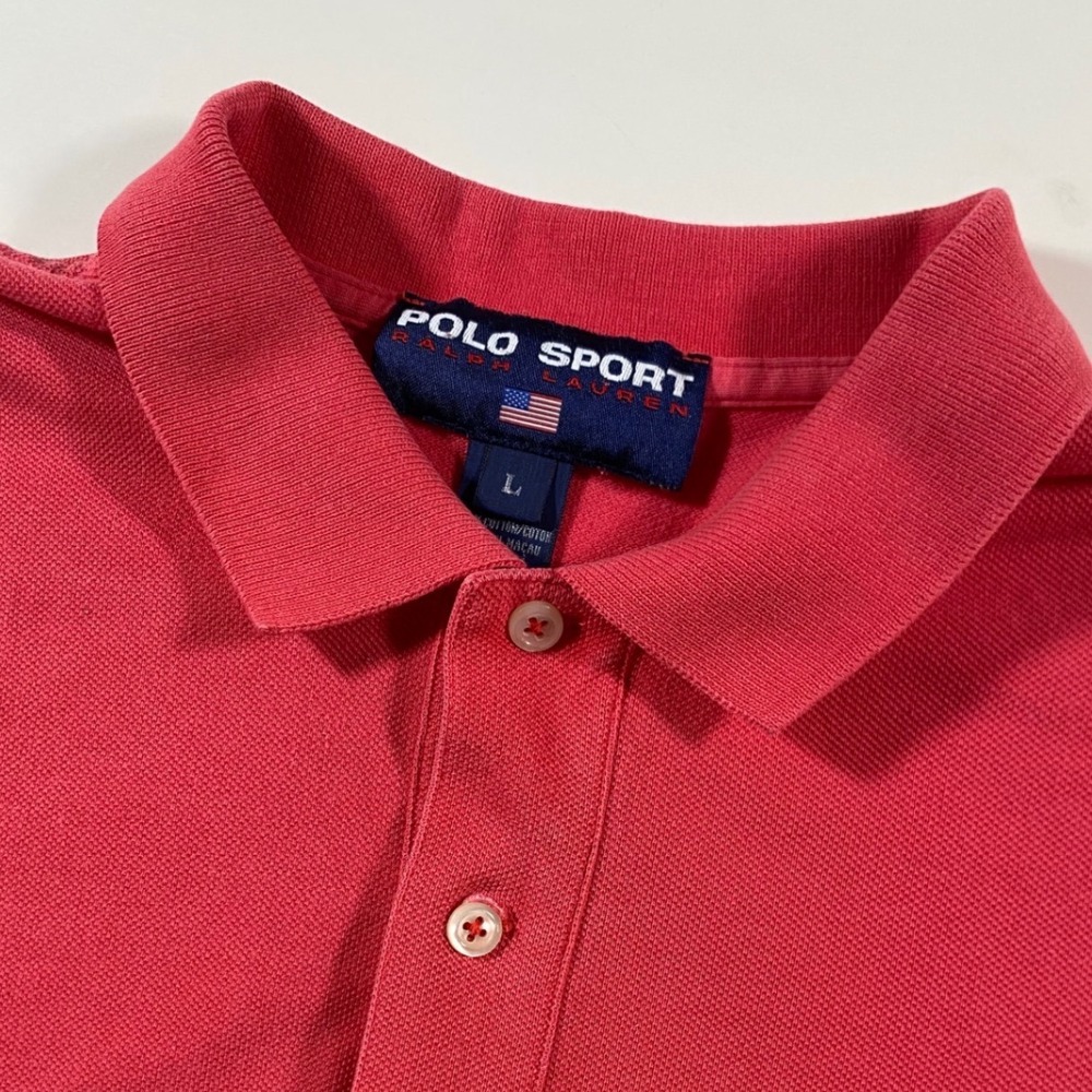 Polo Sport Ralph Lauren Mens Large Red Short Sleeve Pique Polo Shirt Vintage